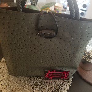 Gray Faux Ostrich Tote